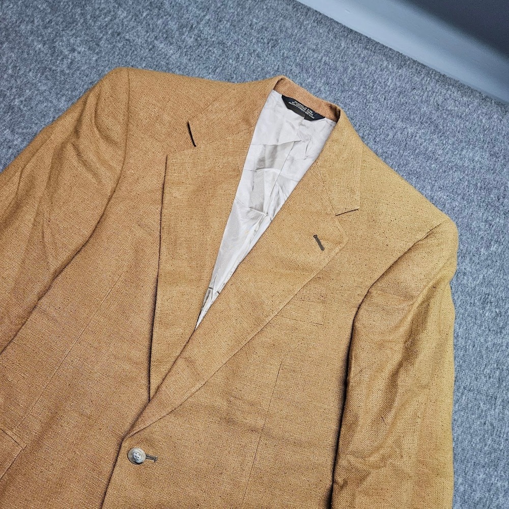Bullock & Jones Sport Coat Mens 38 Short Tan 100% Silk Blazer P3705 USA Made